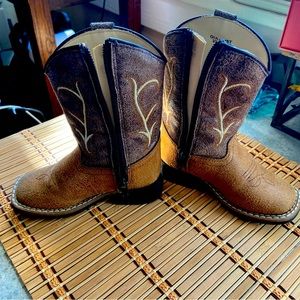 Old West cowboy western boot faux leather side zip toddler boys size 6.5-D